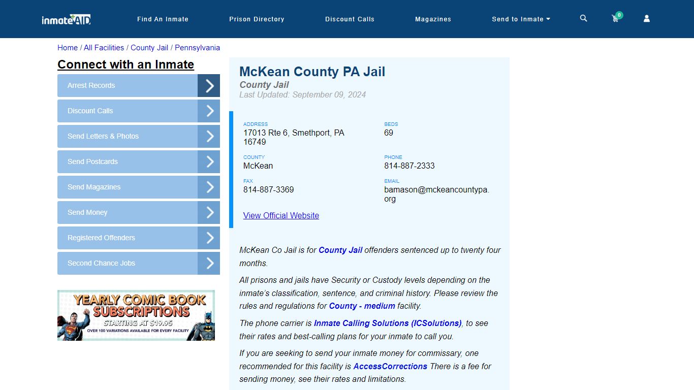 McKean County PA Jail - Inmate Locator